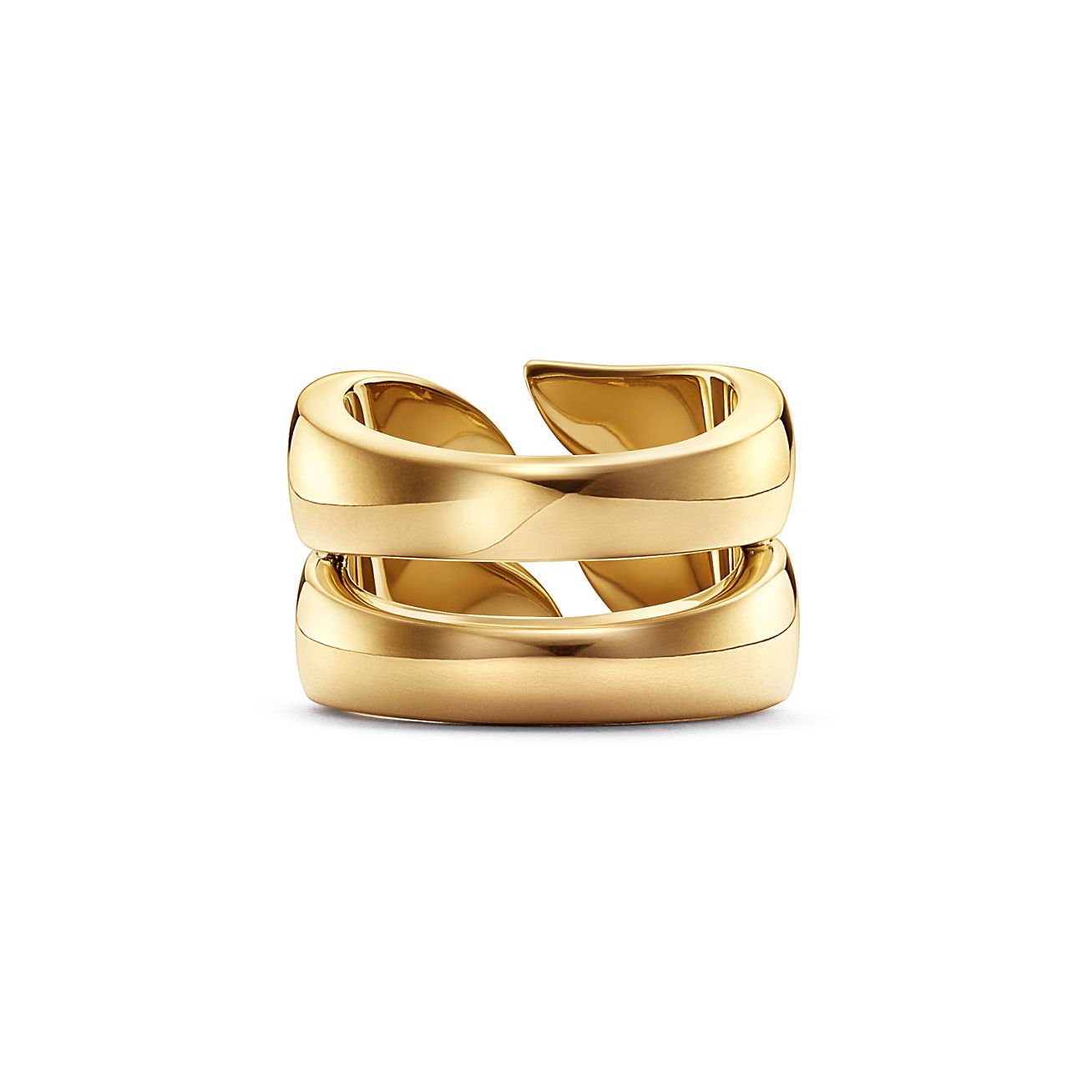 Elsa Peretti® Feather Double Ring in Yellow Gold | Tiffany & Co. CA