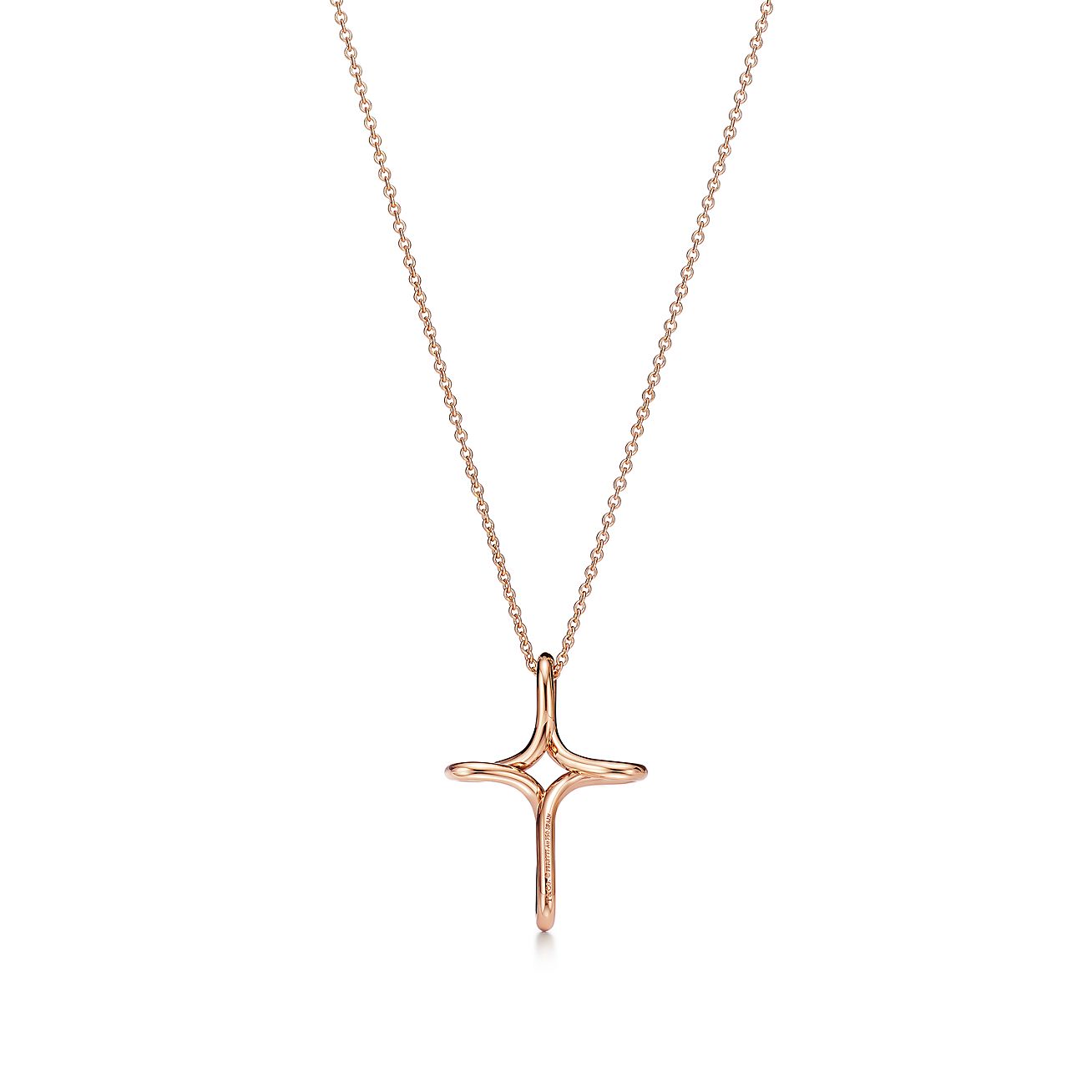 Elsa Peretti® infinity cross pendant in 18k rose gold, small. - Alternate shot 1