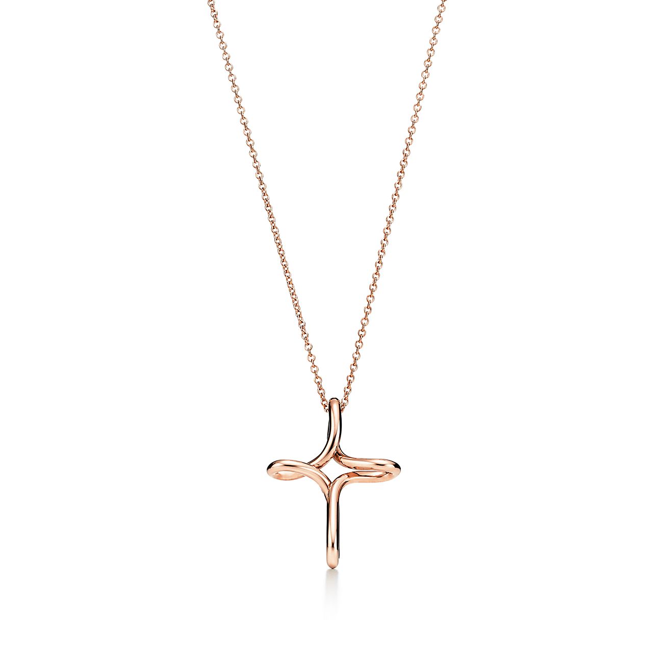 Elsa Peretti® infinity cross pendant in 18k rose gold, small.