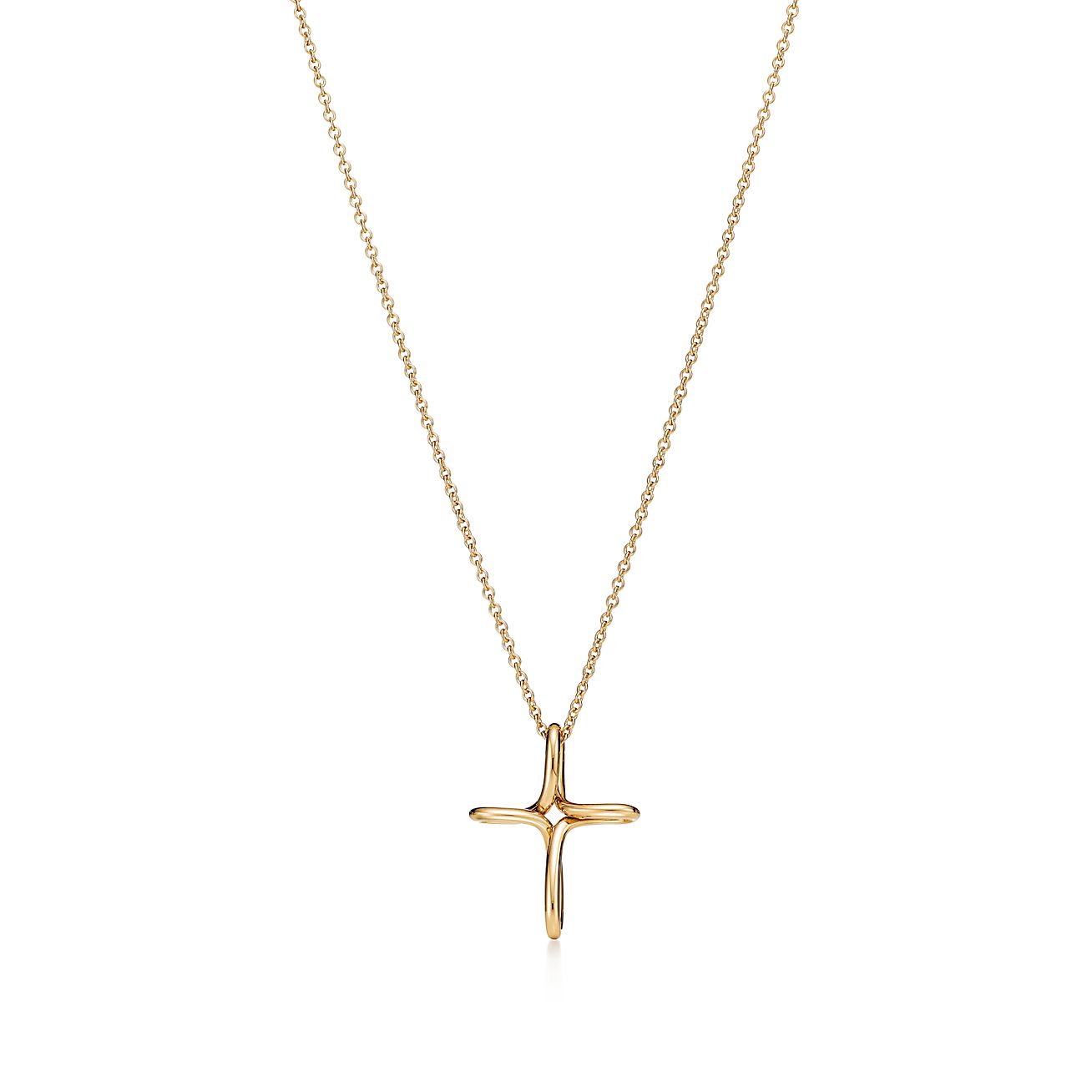 Elsa Peretti® infinity cross pendant in 18k gold, small. | Tiffany & Co.