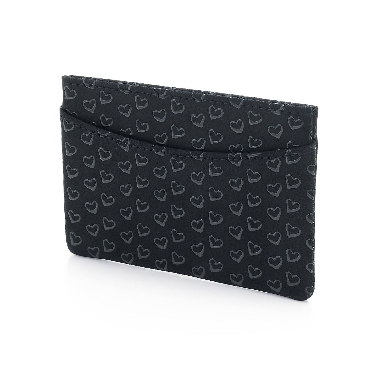 Elsa Peretti® card case in black leather with lacquered Open
