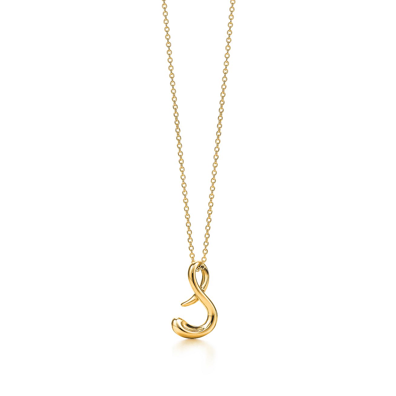 Elsa Peretti® letter S pendant in 18k gold.