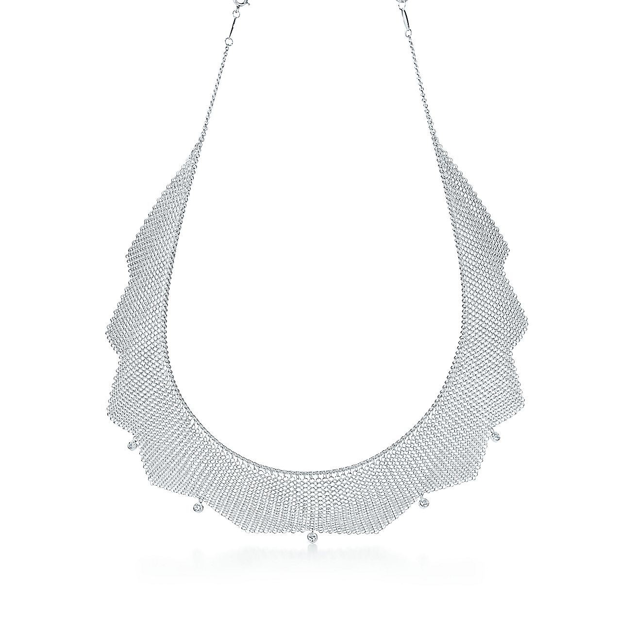 Elsa Peretti® Mesh necklace in sterling silver with diamonds. | Tiffany ...