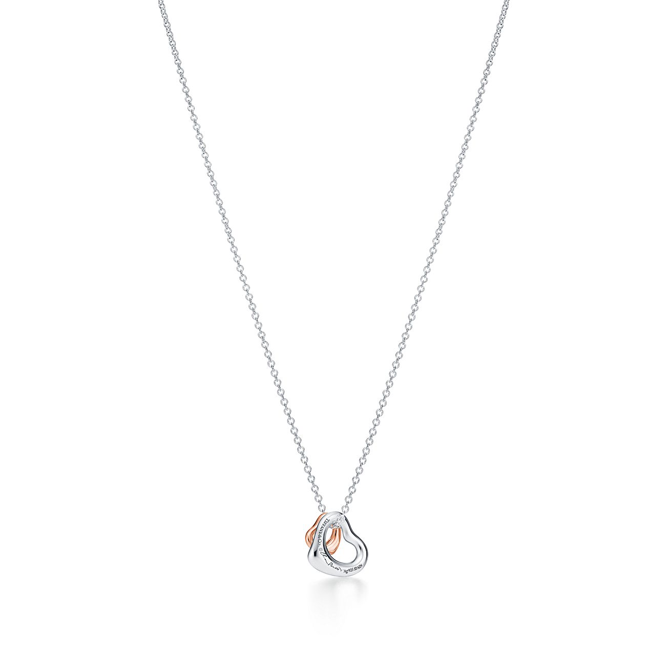 Elsa Peretti® Open Heart pendant in silver and 18k rose gold, extra mini. - Alternate shot 1