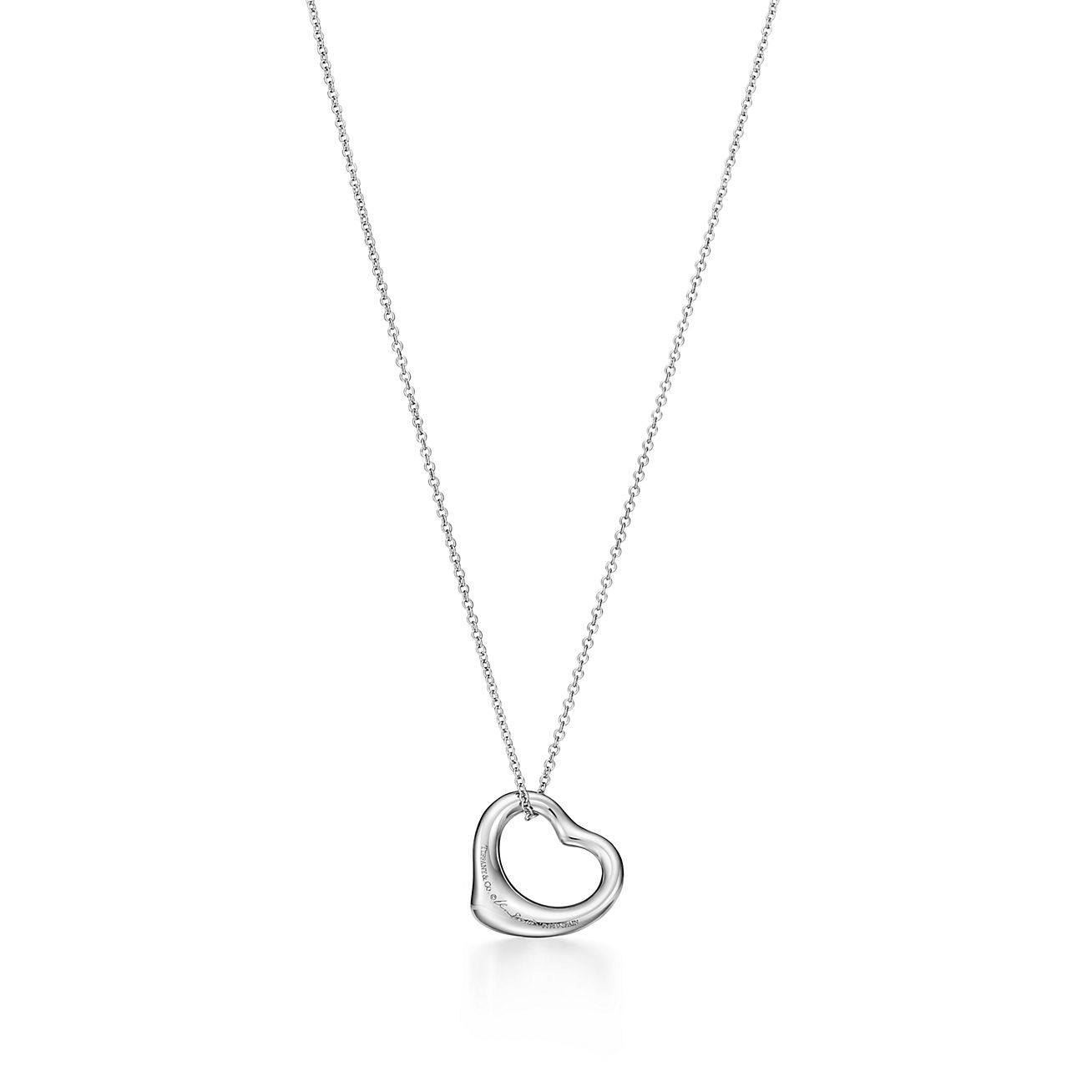 Elsa Peretti® Open Heart Pendant in Platinum with Sapphires, 16 mm - Alternate shot 1