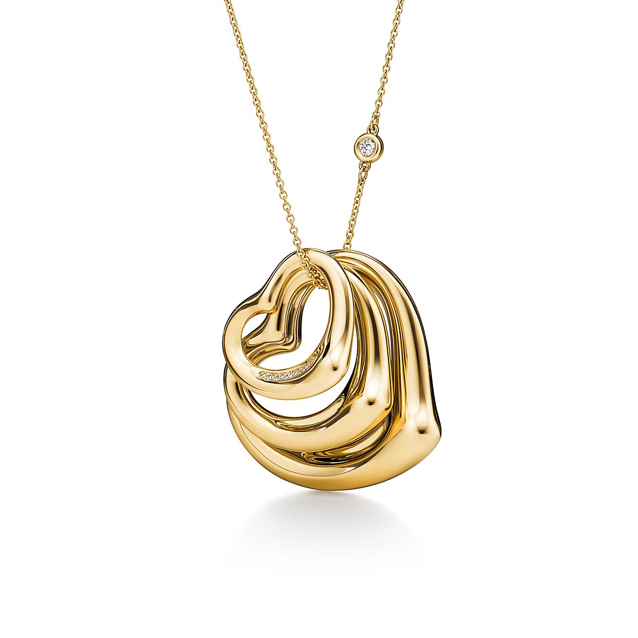 Elsa Peretti® Open Heart and Diamonds by the Yard® Pendant in Gold