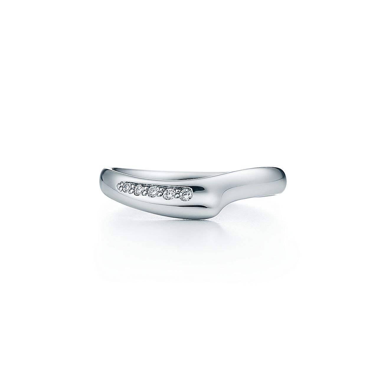 Elsa Peretti® Open Heart band ring in platinum with diamonds. | Tiffany ...