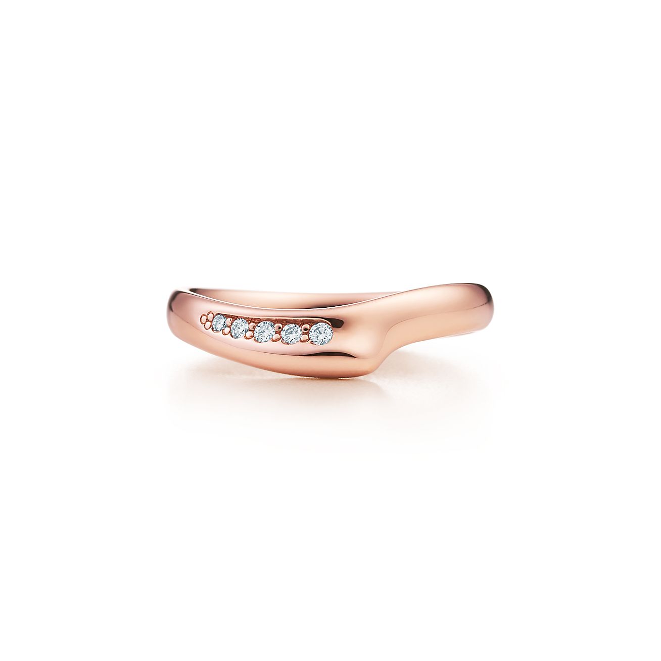 Elsa Peretti® Open Heart band ring in 18k rose gold with diamonds