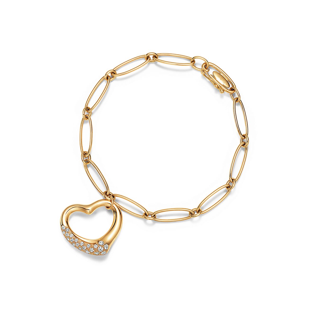 Elsa Peretti® Open Heart bracelet with diamonds in 18k gold