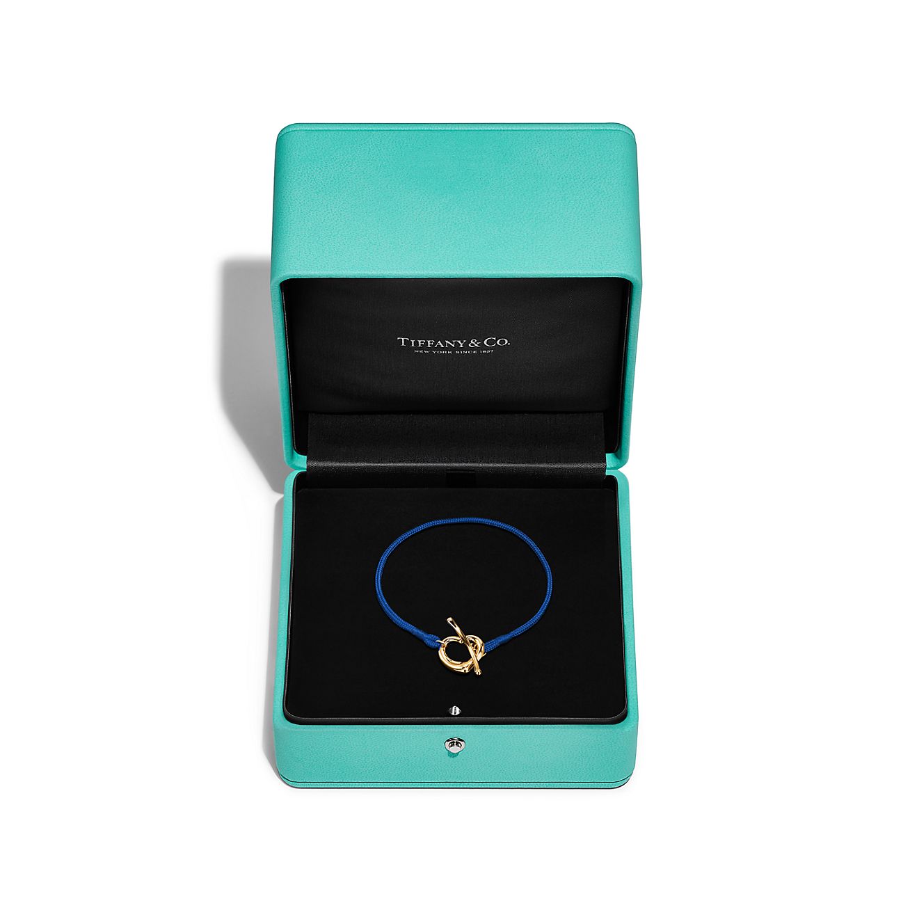 Elsa Peretti® Open Heart Bracelet in Yellow Gold on a Cobalt Silk