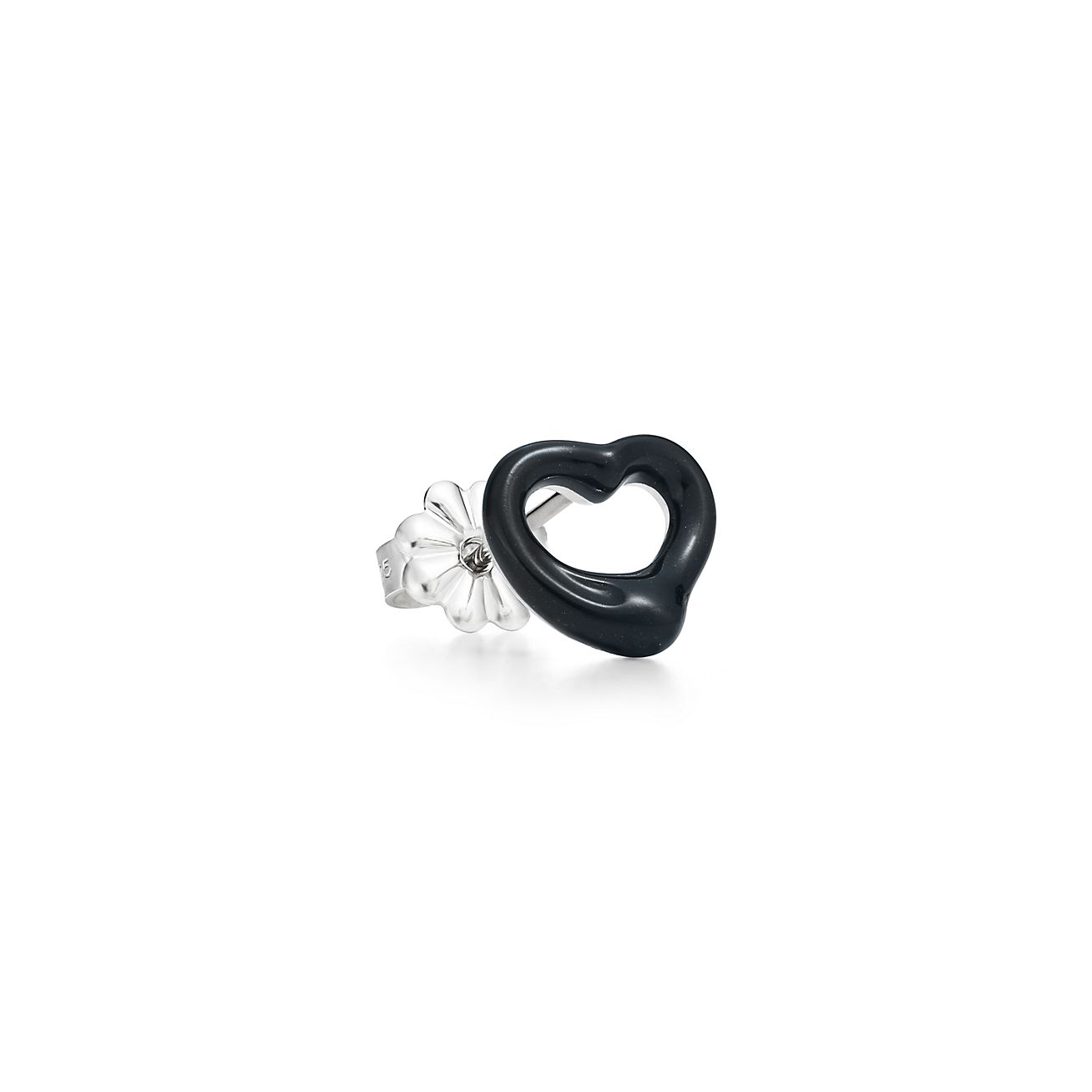 Elsa Peretti® Open Heart earrings of black jade and sterling 
