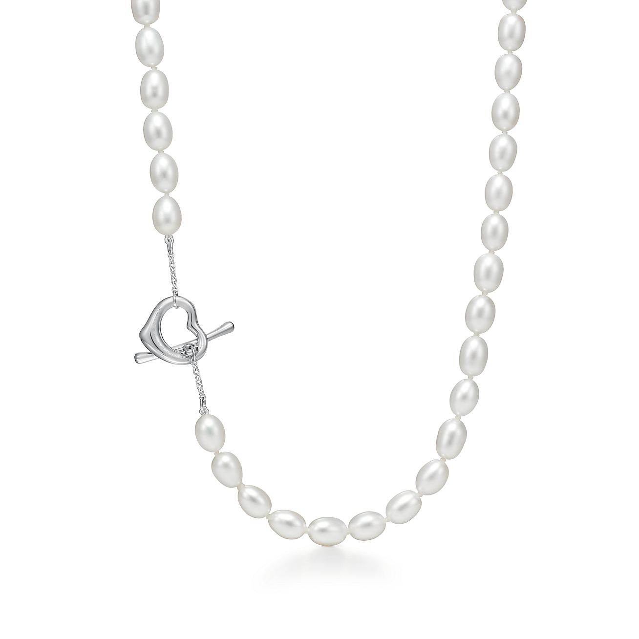 Tiffany pearl hot sale heart necklace