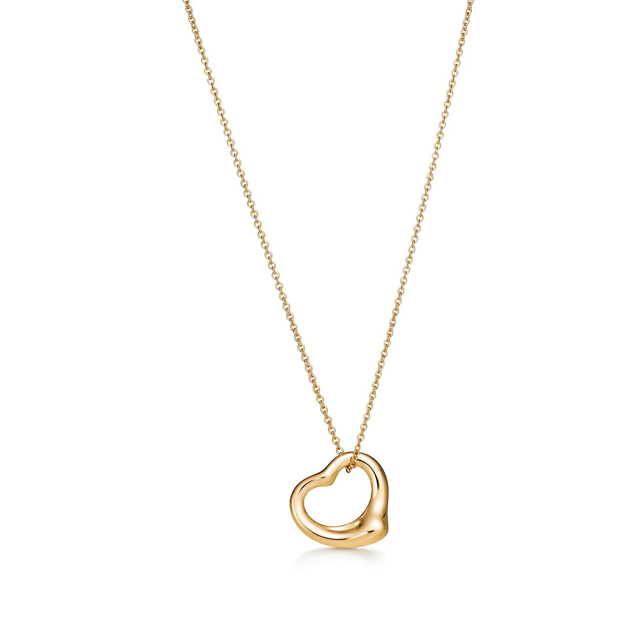 Tiffany & Co. Elsa Peretti Open Heart Pendant Necklace 18K Yellow Gold w  Diamond | eBay