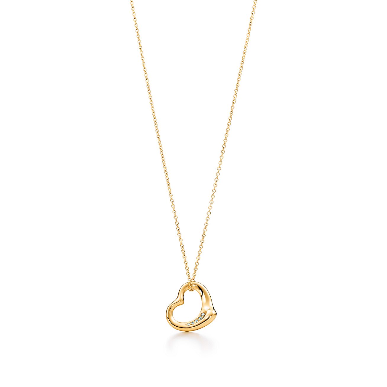 Elsa Peretti Open Heart Pendant In 18k Gold With Diamonds Tiffany Co