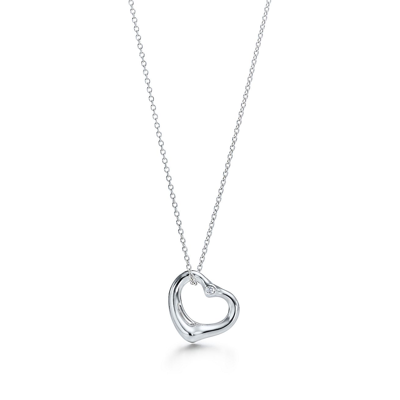 Elsa Peretti® Open Heart pendant with diamonds in sterling silver ...