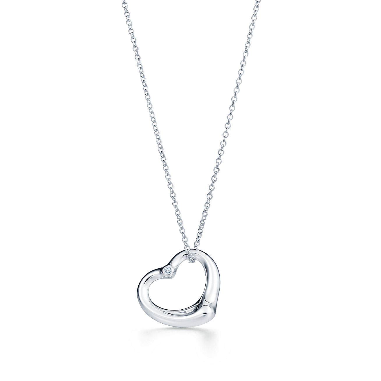 TIFFANY & CO PERETTI Sterling Silver 35.3 MM Black Jade Open Heart Mesh  Necklace | eBay