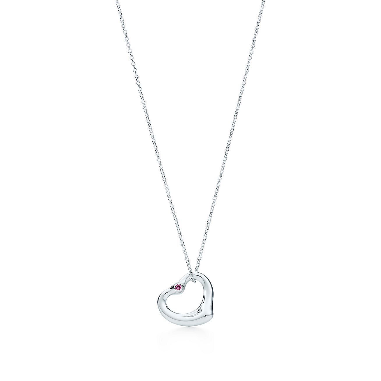 Elsa Peretti® Open Heart pendant in sterling silver with a pink ...