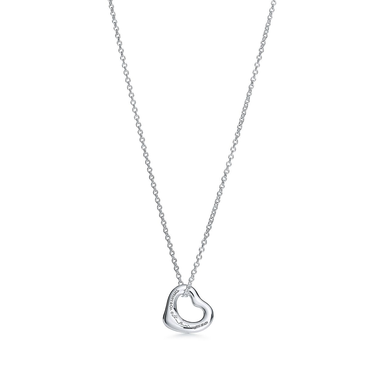Wearing Tiffany Open Heart Necklace - For Sale on 1stDibs
