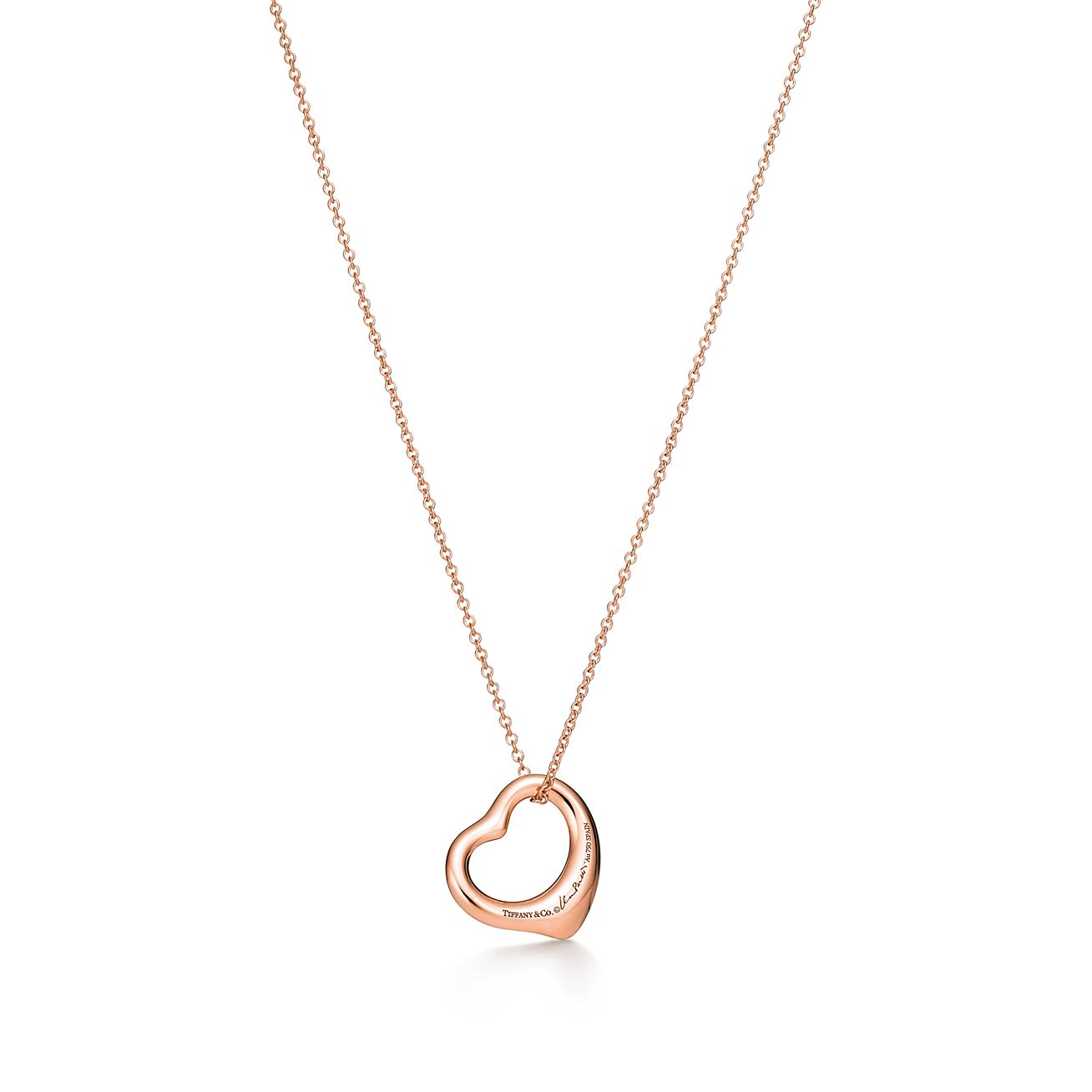 Tiffany & Co. Elsa Peretti 18k Yellow Gold 11mm Open Heart Pendant Necklace  16 - Jewels in Time