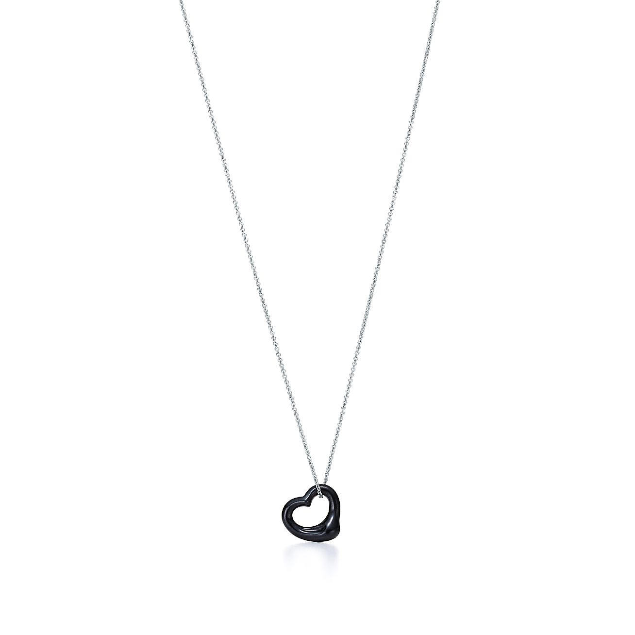 Elsa Peretti® Open Heart pendant of black jade and sterling silver 