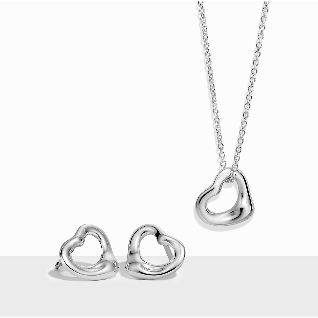 Double Heart Set Necklace & Heart Earrings Jewellery Dephini