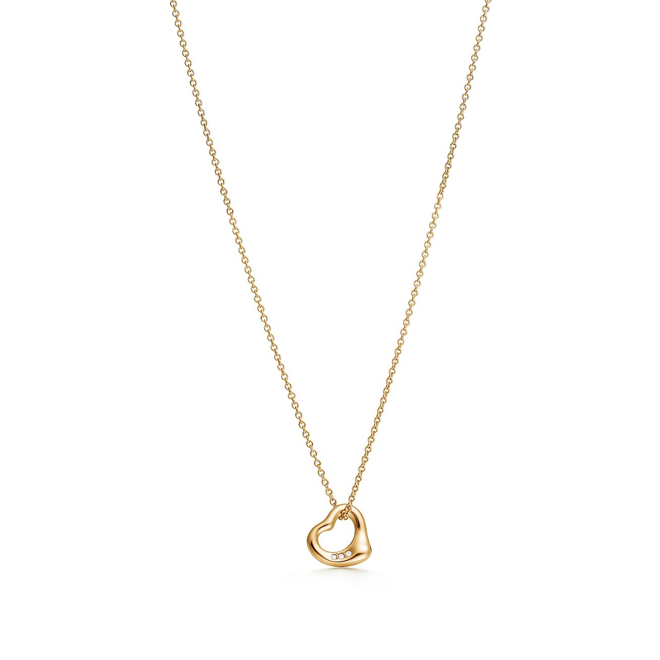 Elsa Peretti® Open Heart Pendant in 18k Gold with Diamonds — 68119235