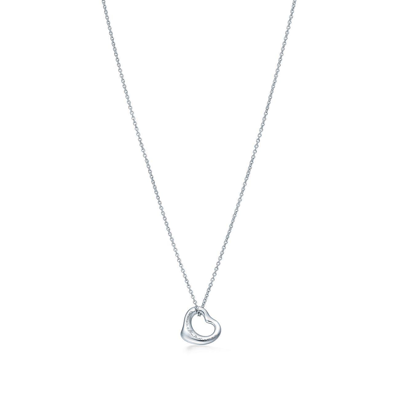 Elsa Peretti® Open Heart pendant in platinum with diamonds, 11 mm