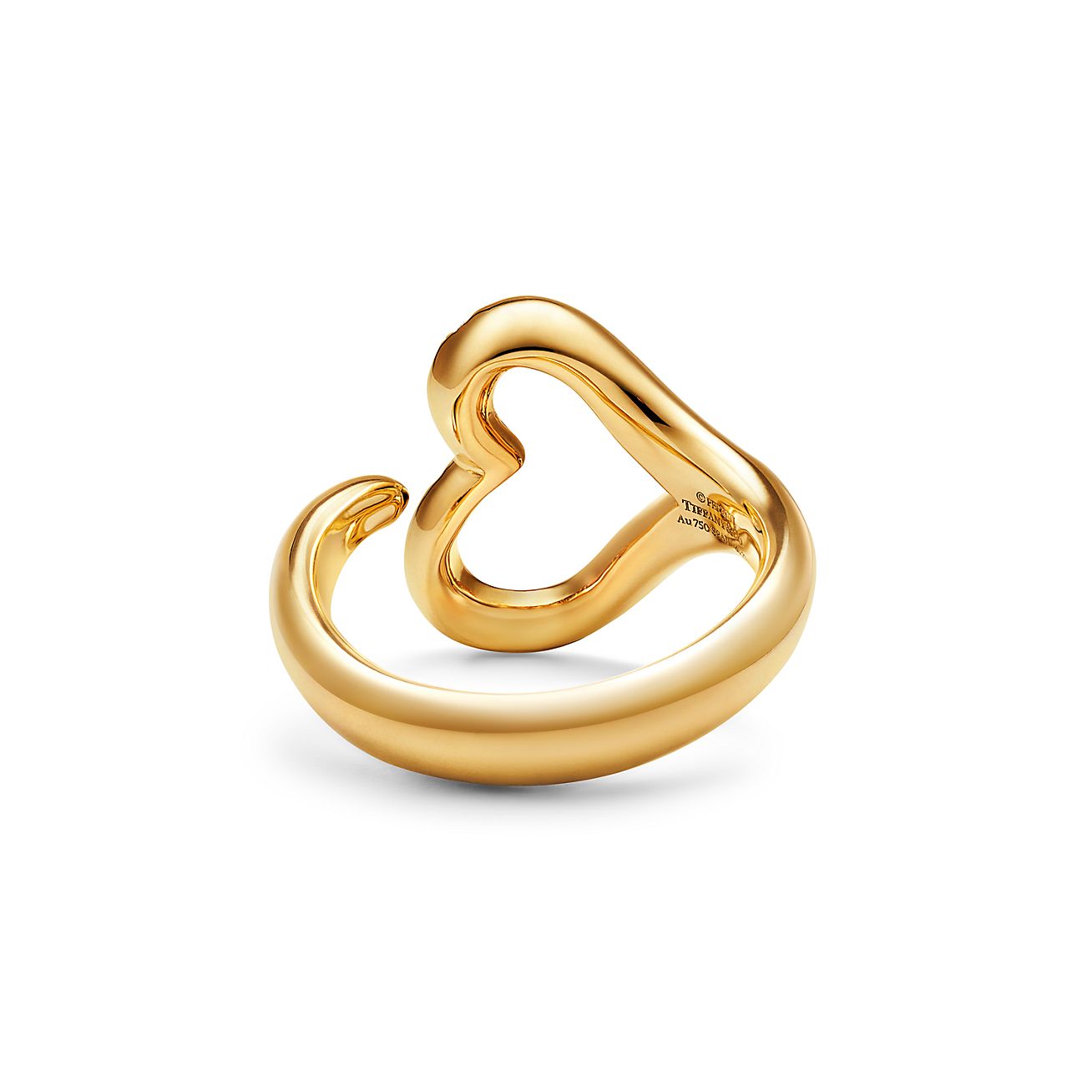 Elsa Peretti® Open Heart Ring in Yellow Gold with Pavé Diamonds