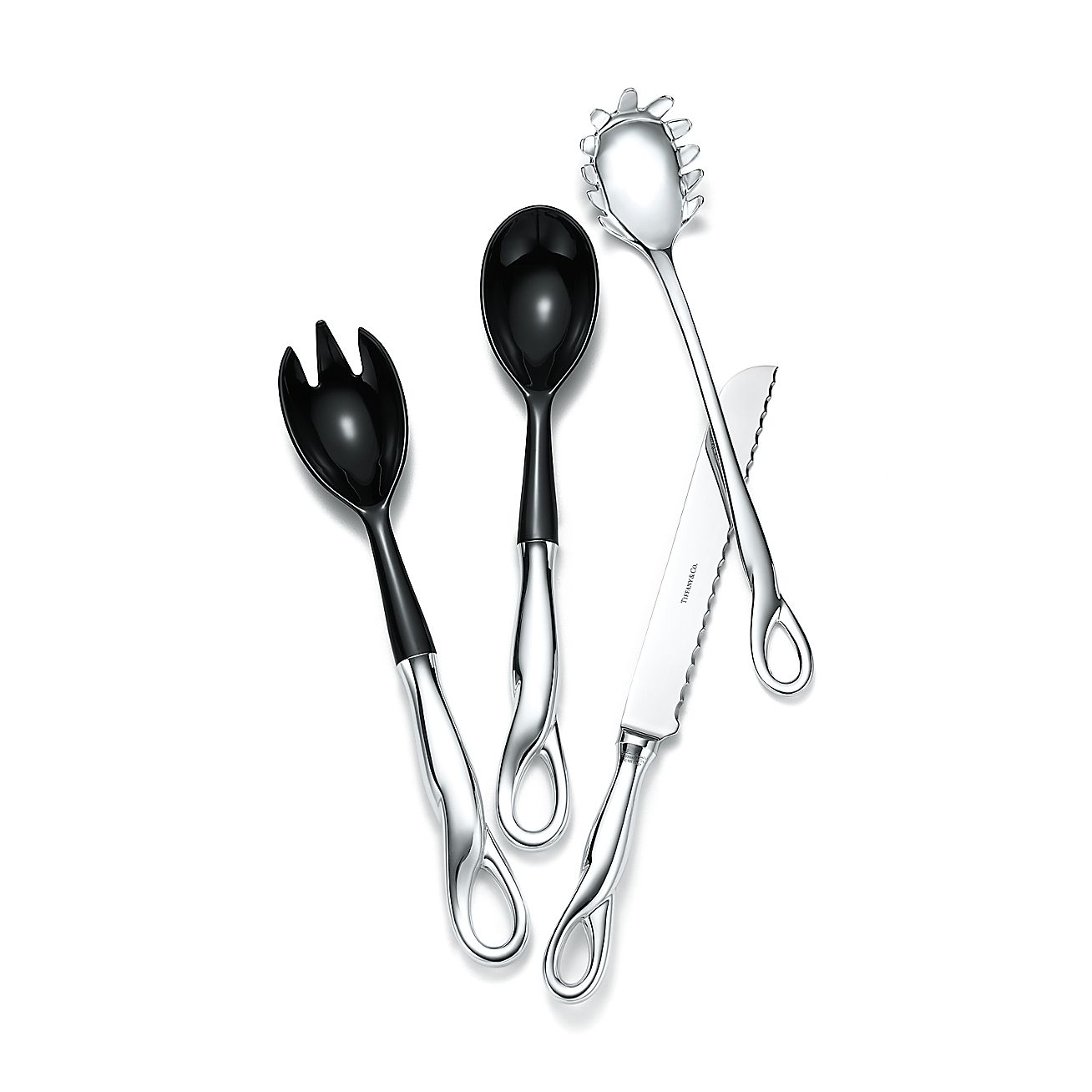 Elsa Peretti® Padova™ salad serving spoon and fork set in sterling silver  and re