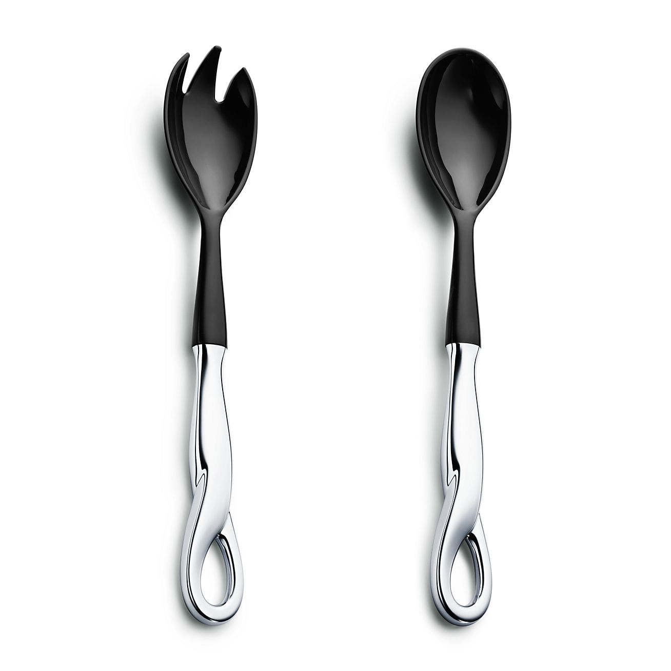 Elsa Peretti® Padova™ salad serving spoon and fork set in sterling silver and re | Tiffany & Co.