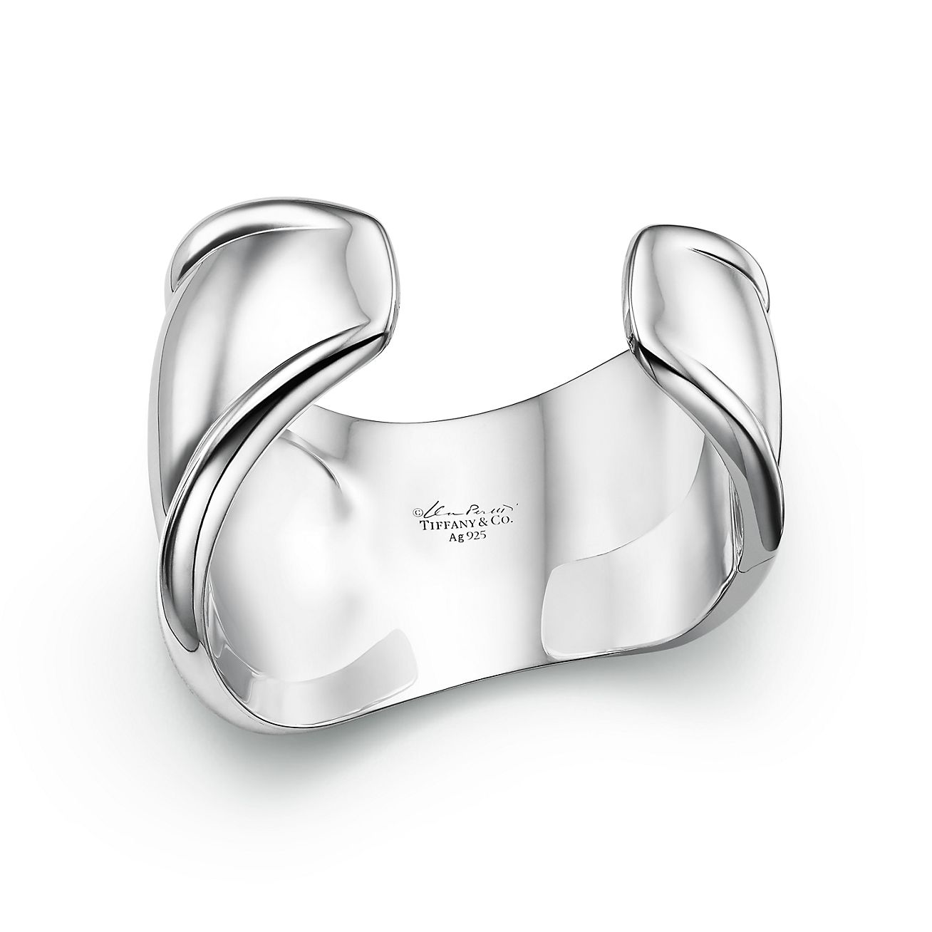Elsa Peretti® Small Bone Cuff in Silver with Tiger Iron, 43 mm Wide - Alternate shot 1 - Alternate shot 2