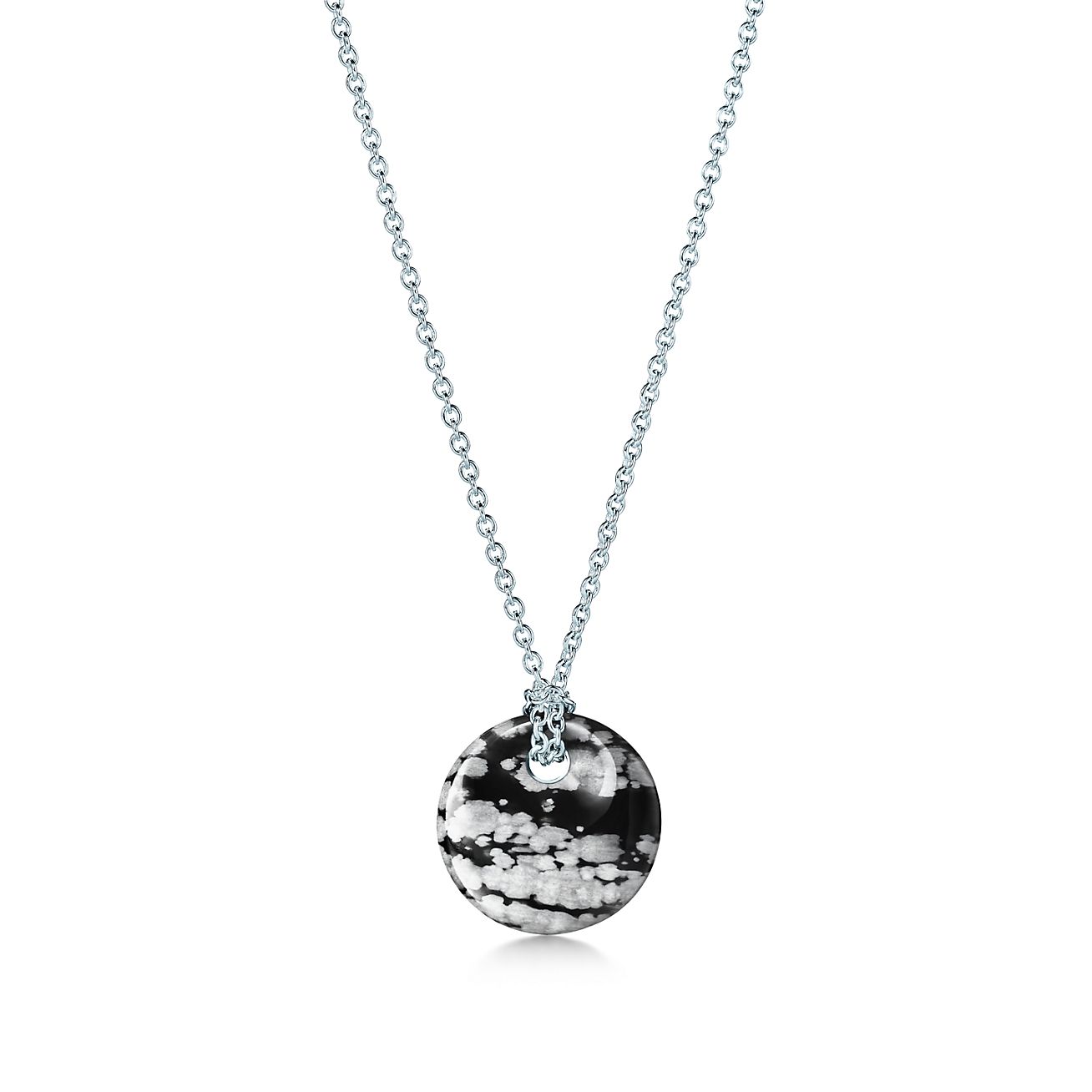 Snowflake obsidian in sterling silver pendant