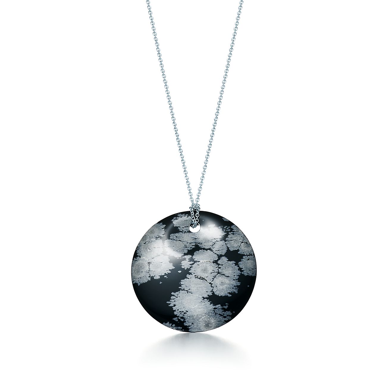 Snowflake obsidian in sterling silver pendant
