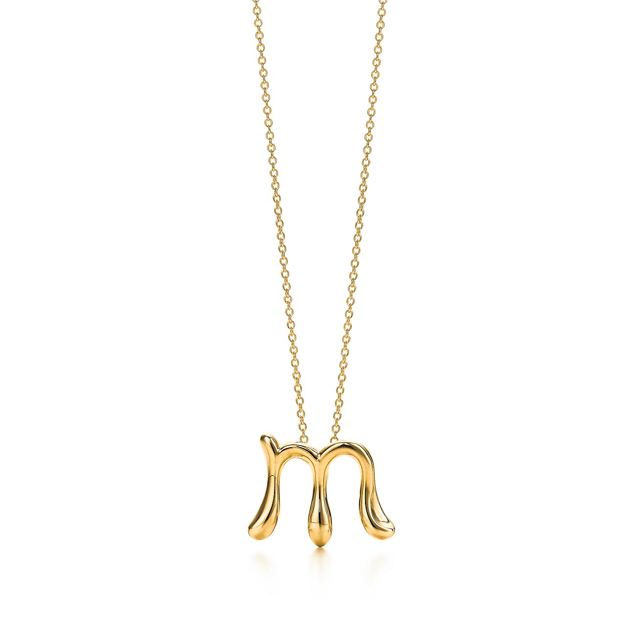 tiffany アルファベットM ネックレス Elsa Peretti™ Small Alphabet Pendant in Yellow Gold