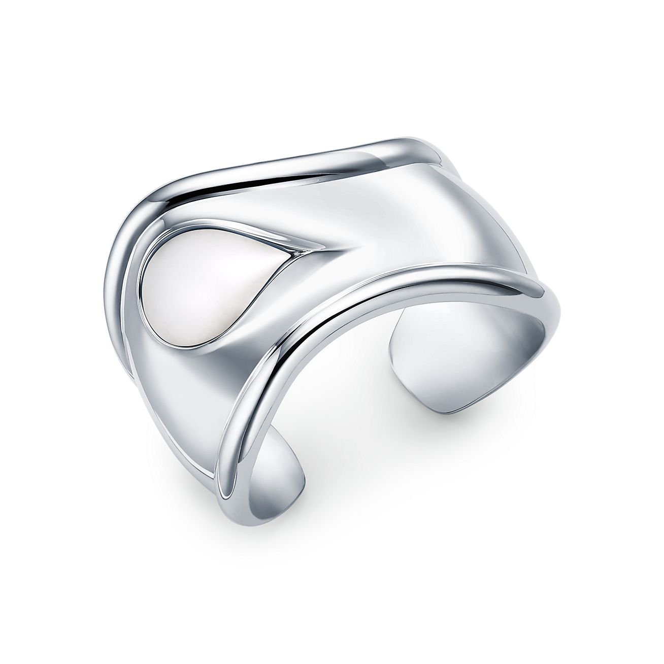 Elsa Peretti® small Bone cuff in sterling silver with white