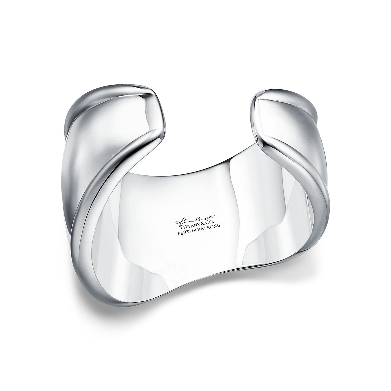 Elsa Peretti® small Bone cuff in sterling silver with white jade 