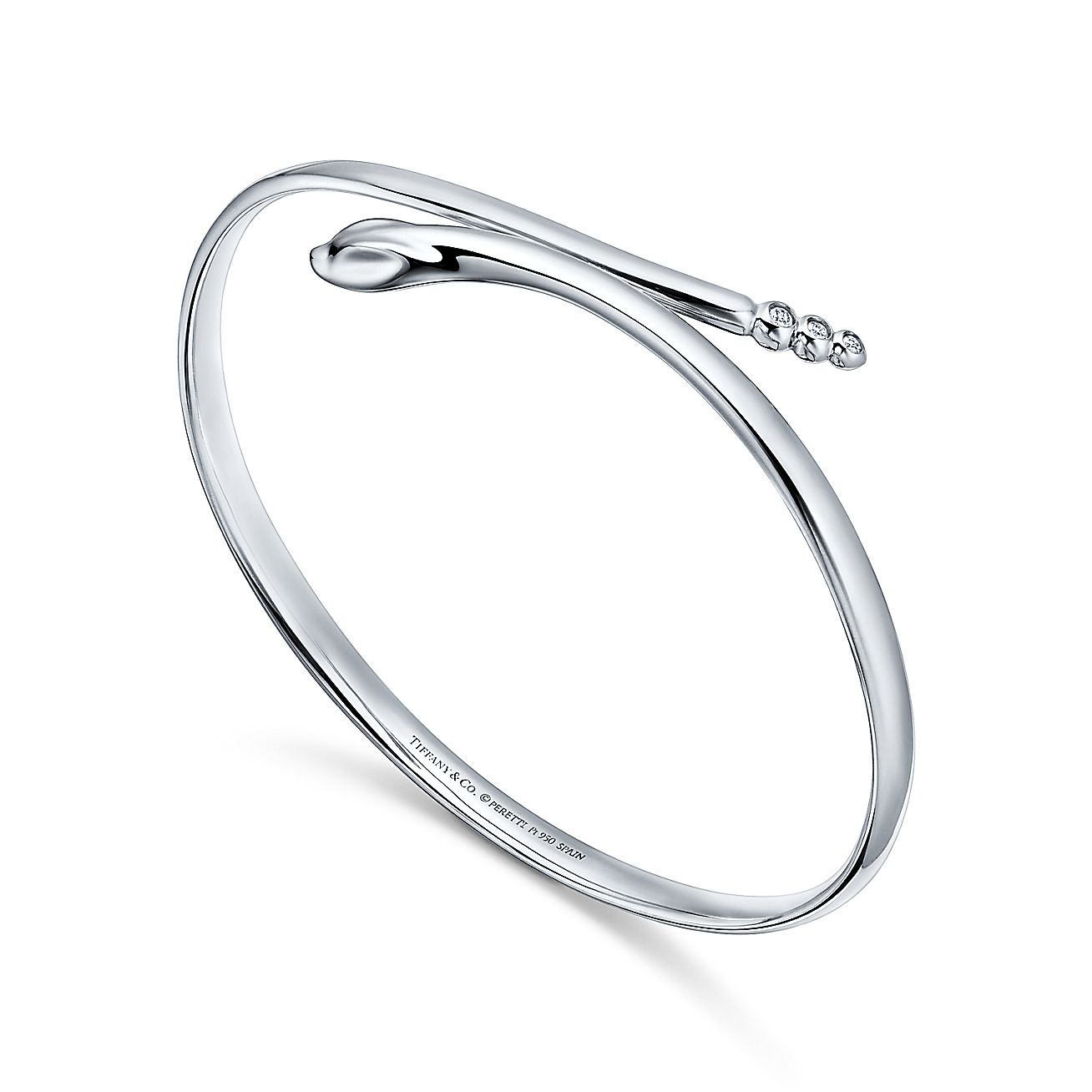 Elsa Peretti® Snake Bangle in Platinum with Diamonds - Alternate shot 1
