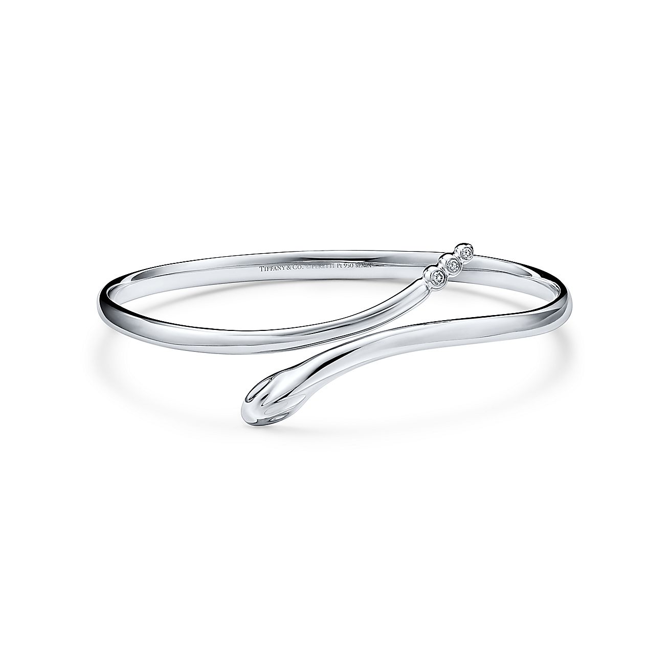 Elsa Peretti® Snake Bangle in Platinum with Diamonds