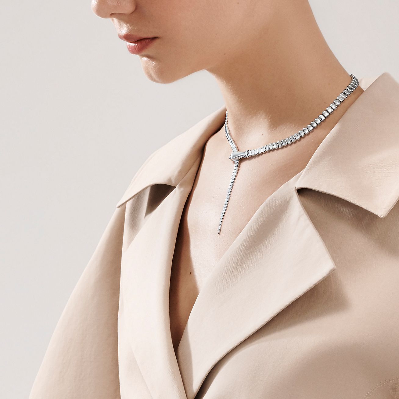 Elegant Tiffany & Co Peretti Snake Pendant on Silk Cord