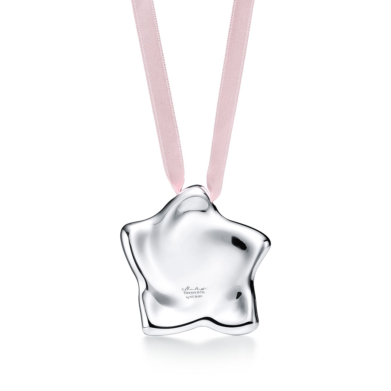Elsa Peretti Star Ornament in Sterling Silver on a Pink Ribbon - Thumbnail 3