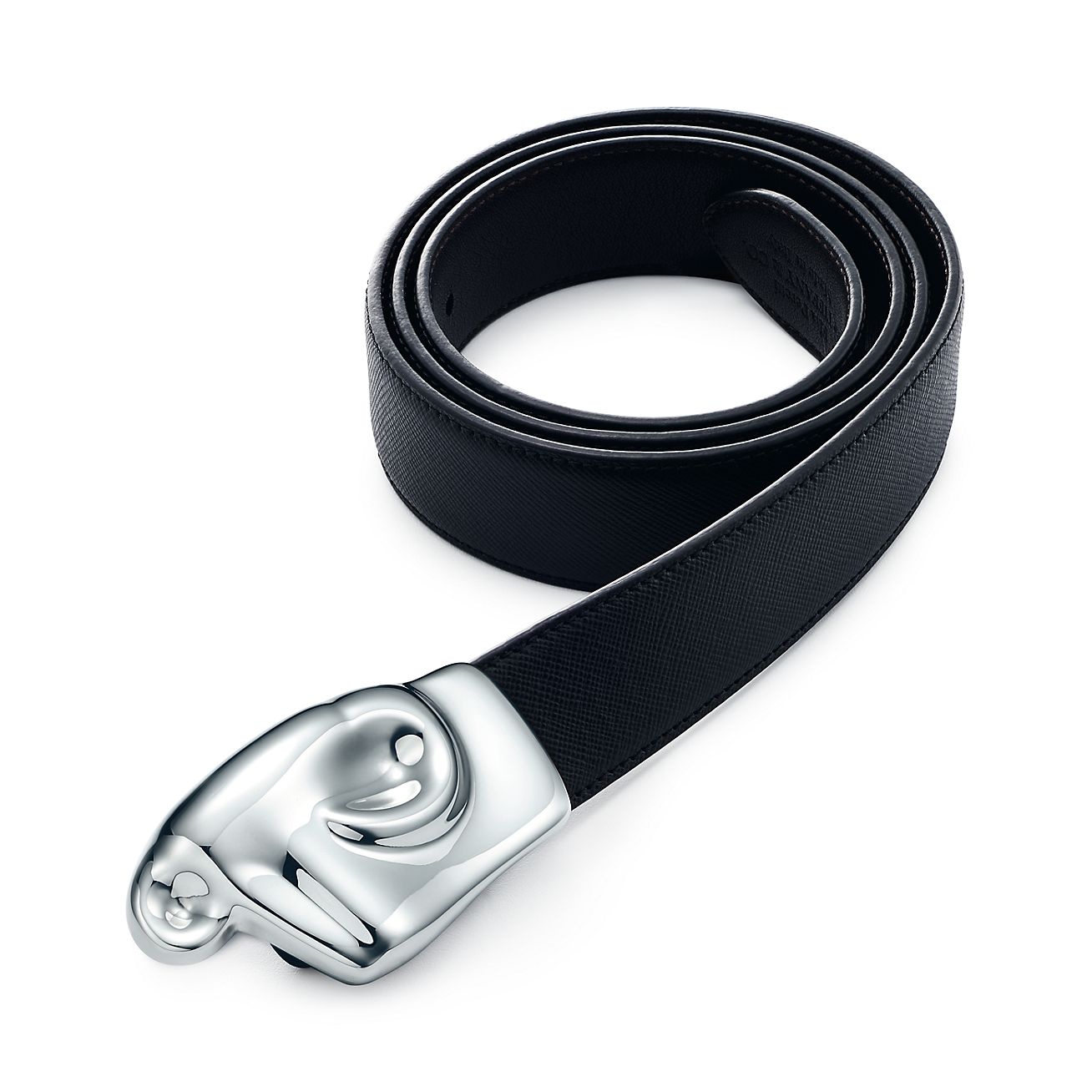 mens black belt with silver buckle