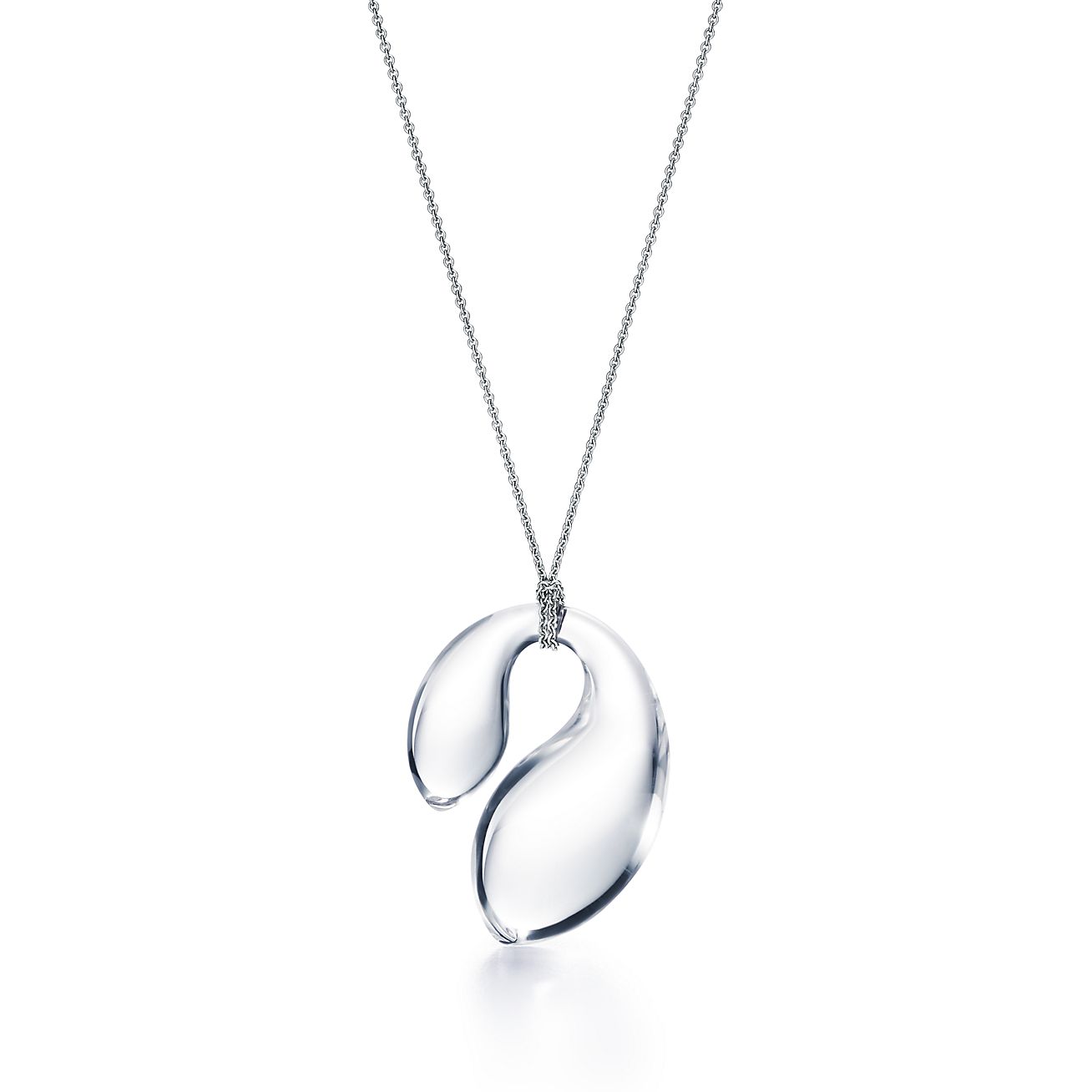 Elsa Peretti® Teardrop pendant of rock crystal and sterling silver. | Tiffany & Co.