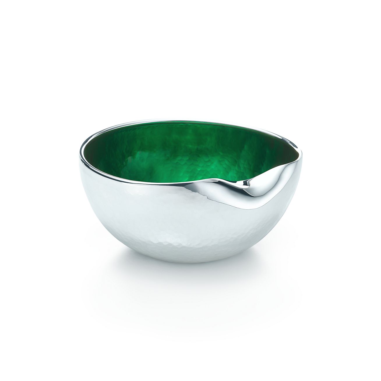 Elsa Peretti® Thumbprint bowl in sterling silver with green enamel
