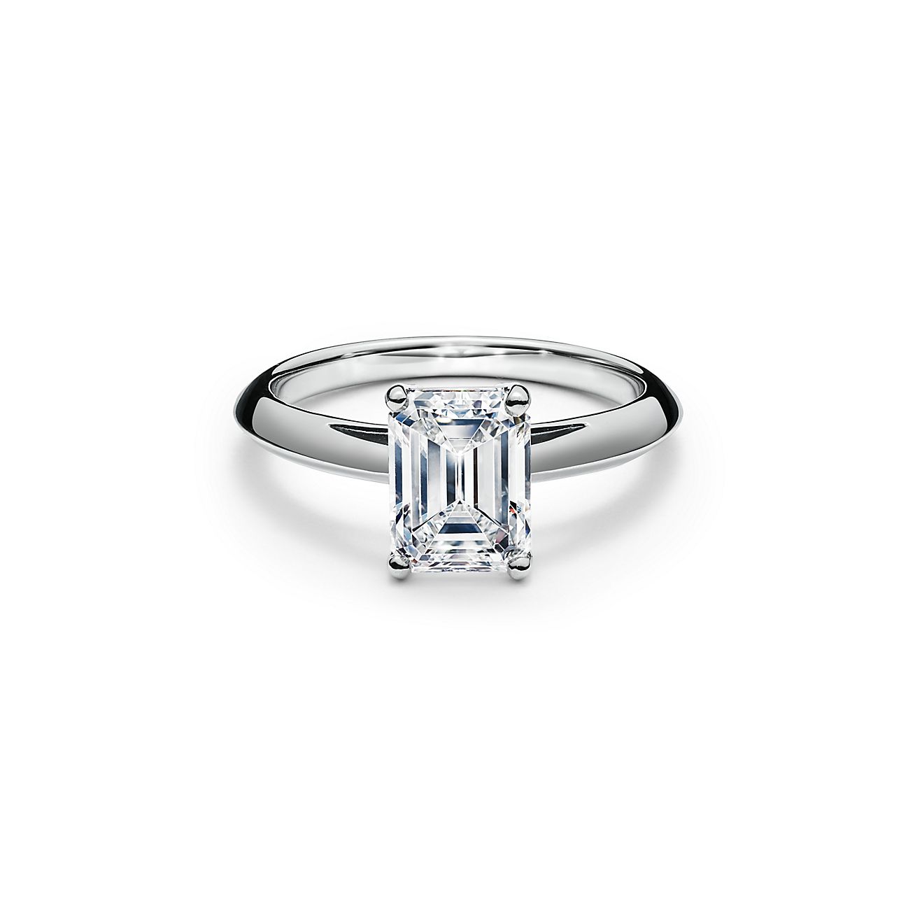 Emerald-cut diamond engagement ring in 