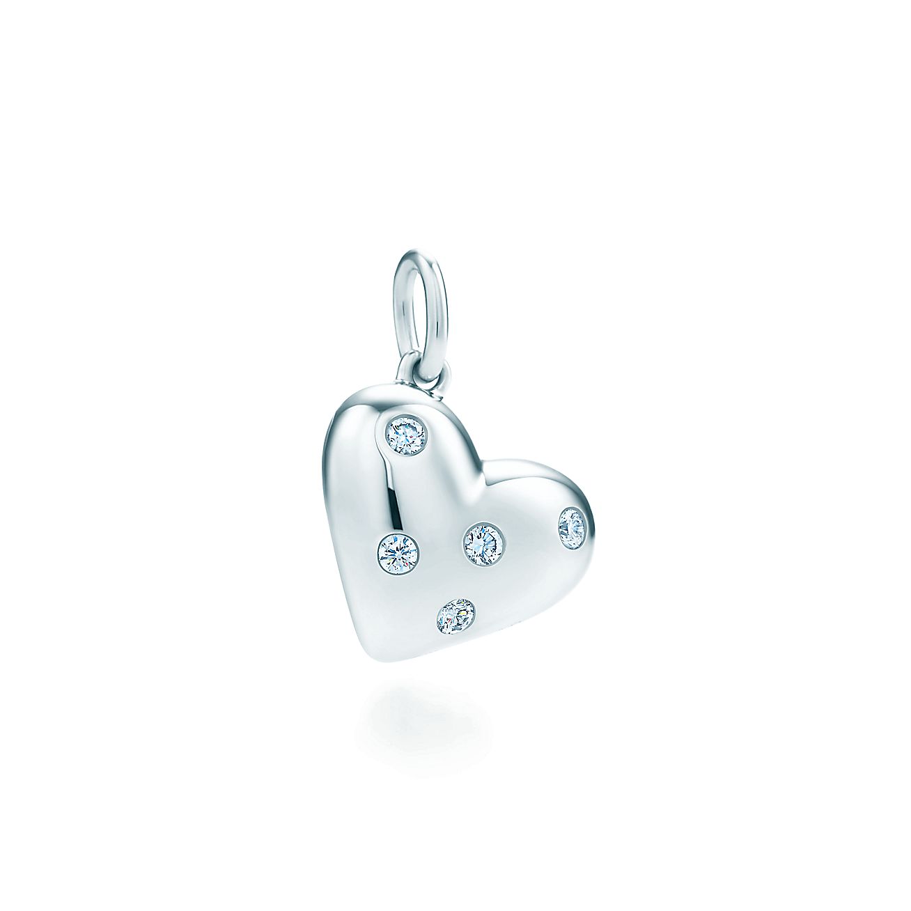 Etoile heart charm in 18k white gold with diamonds. | Tiffany & Co.