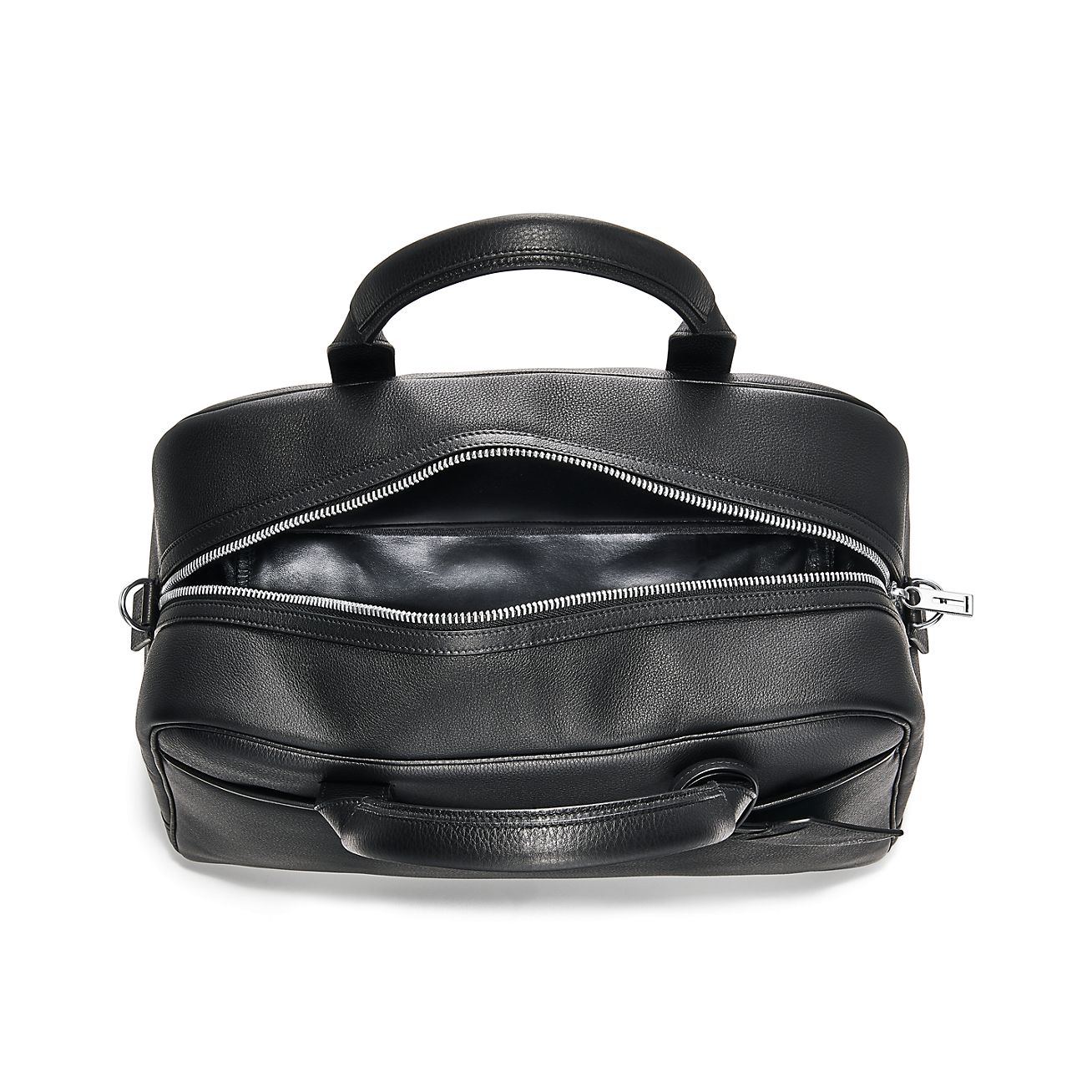 black leather flight bag