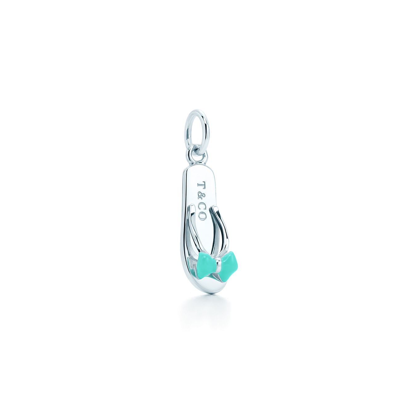 Flip-flop charm in sterling silver with 