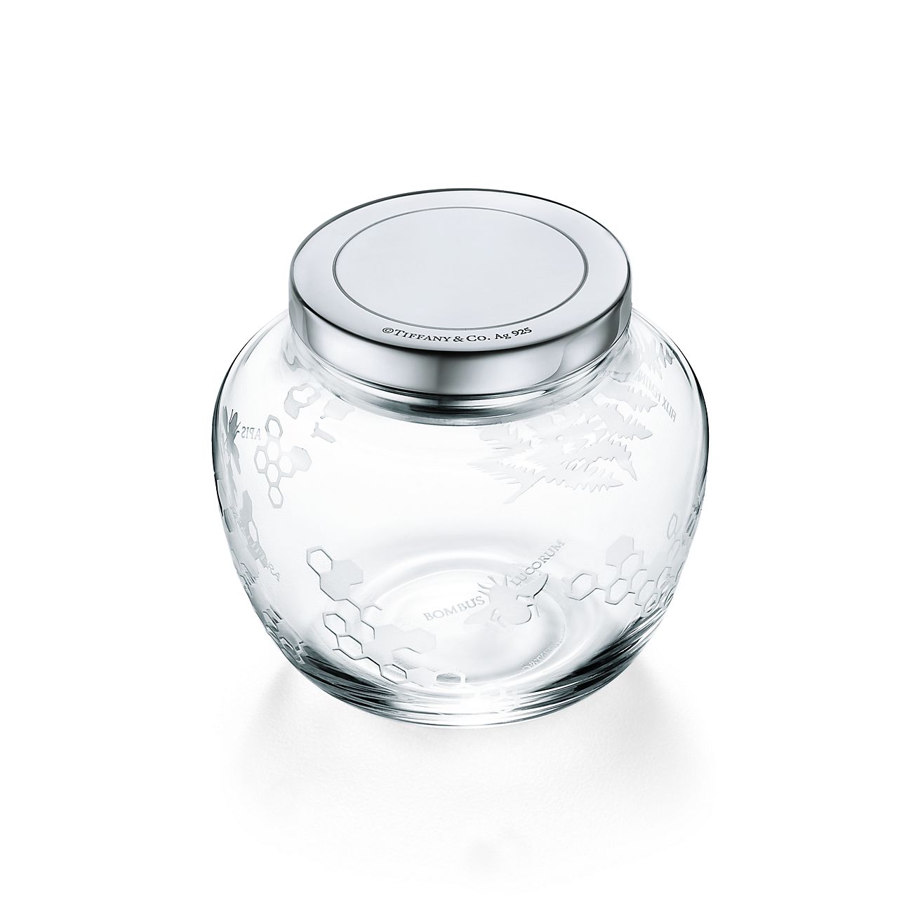 Flora & Fauna lidded pot in mouth-blown crystal glass with