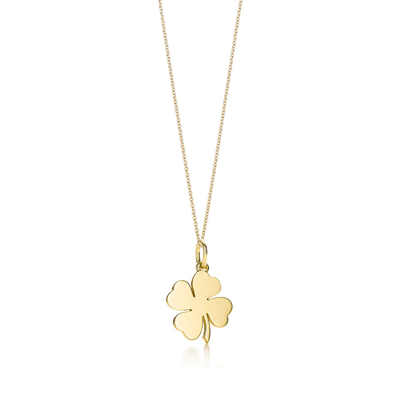 Four Leaf Clover charm in 18k gold, on 
