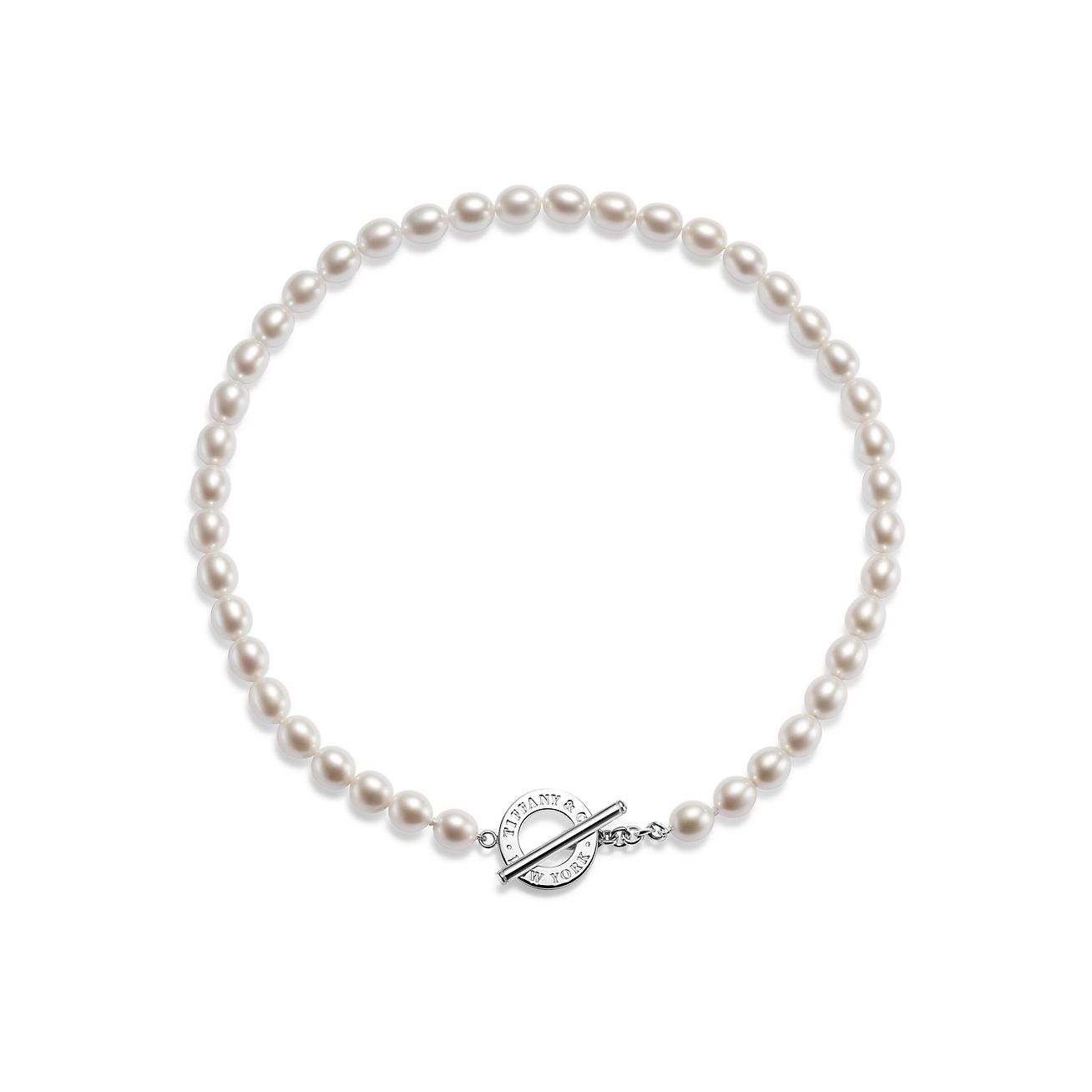 Freshwater pearl toggle necklace in sterling silver